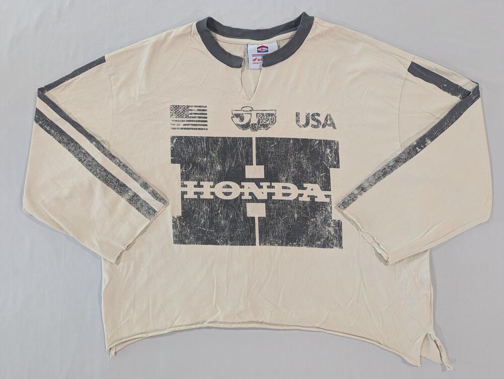 Vintage Honda Shirt Mens L/XL Beige JT Racing USA Long Sleeve Jersey Motorcycle